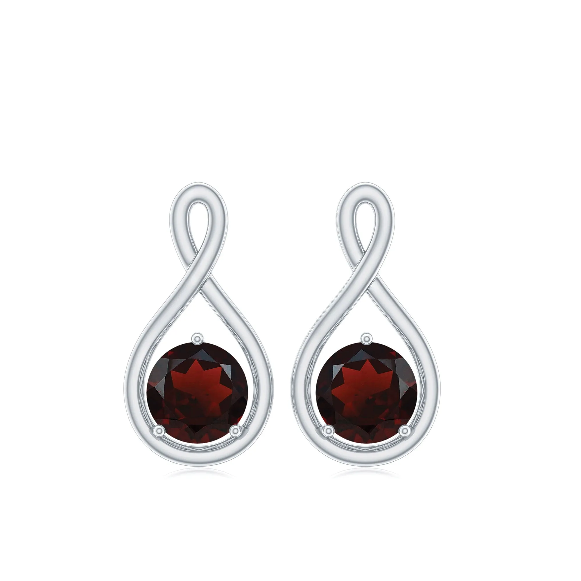 0.50 CT Round Cut Garnet Solitaire Infinity Stud Earrings