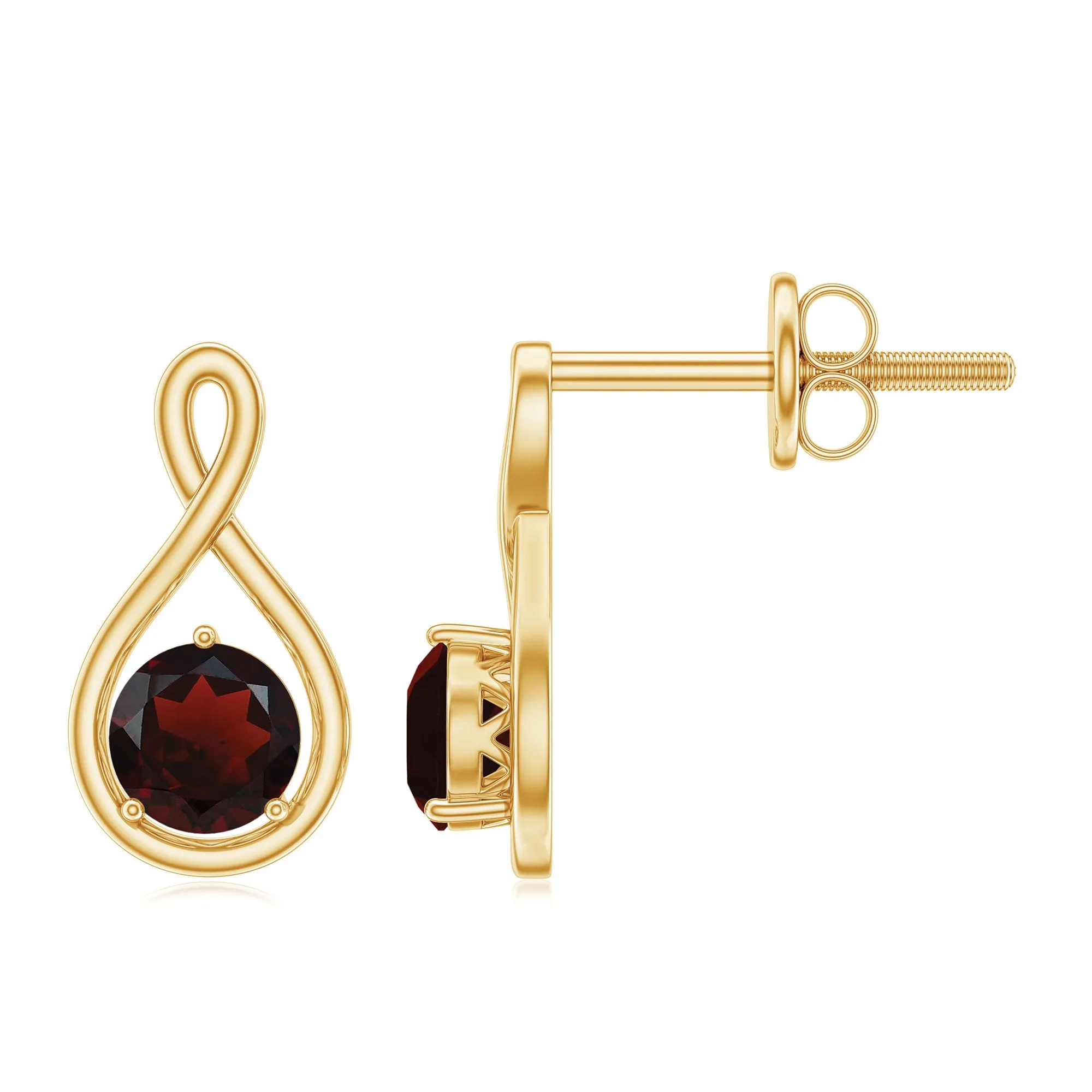 0.50 CT Round Cut Garnet Solitaire Infinity Stud Earrings