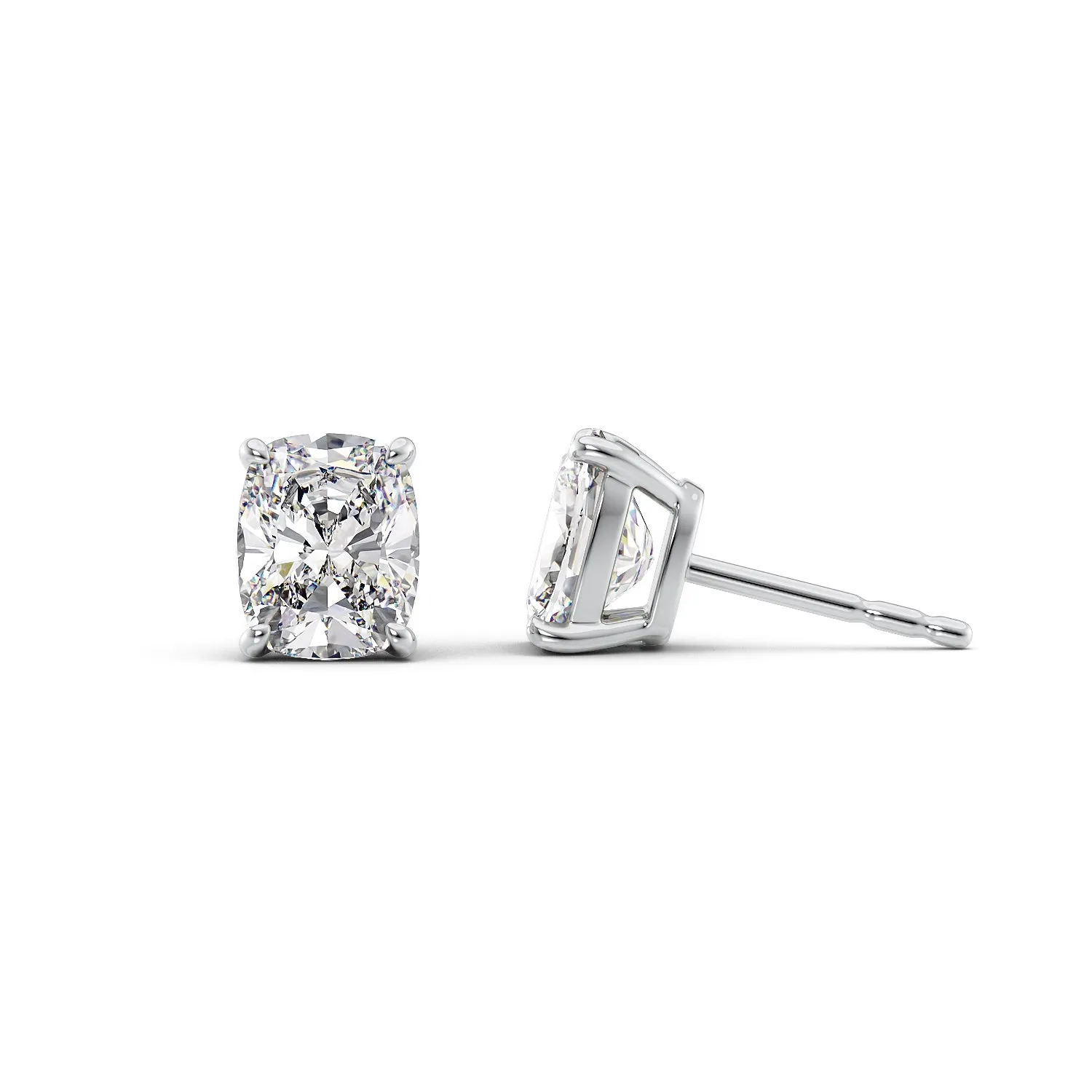 1 CTW Basket Stud Earrings Set With Elongated Cushion Lab Diamonds