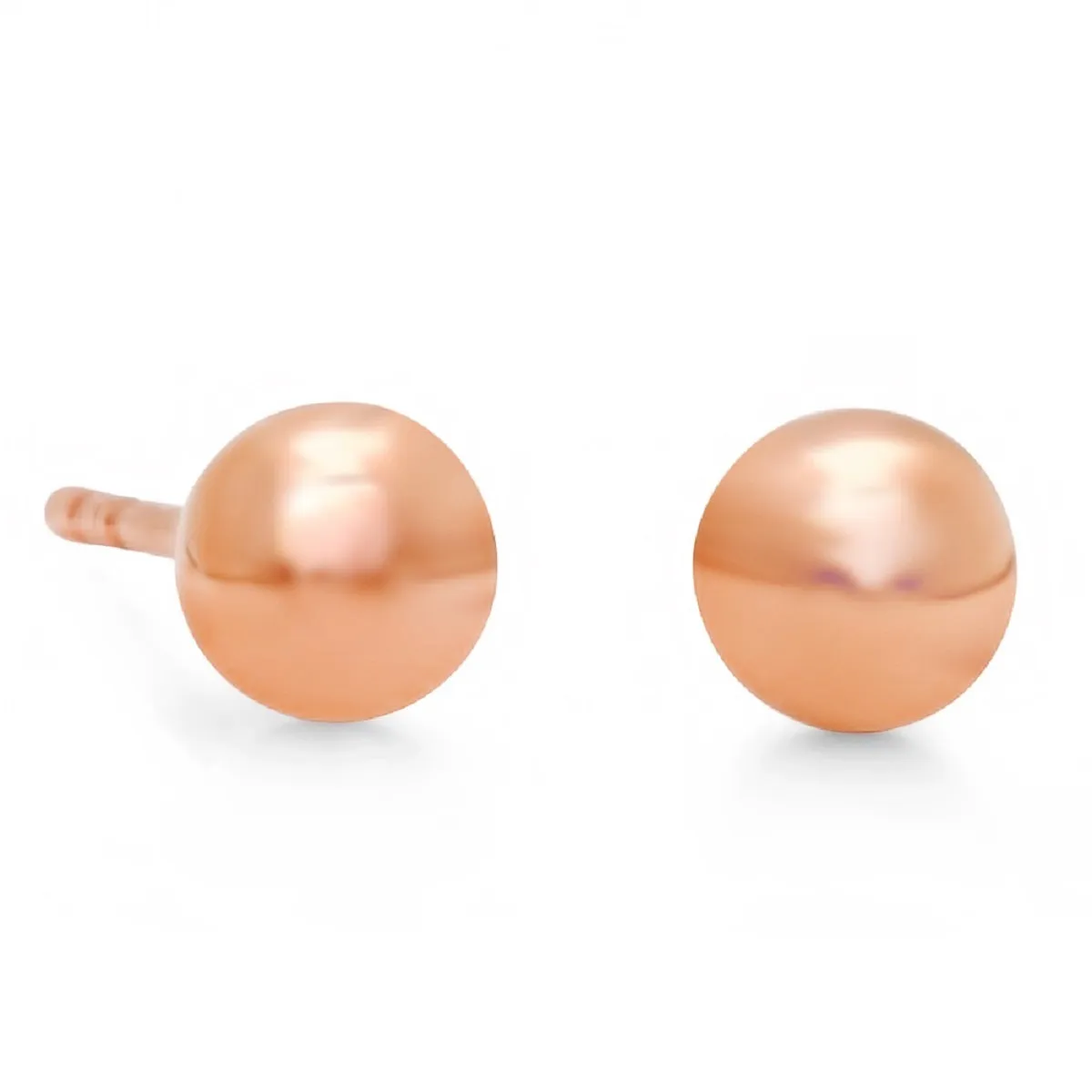 10K Rose, White or Yellow Gold Full Ball Stud Earrings Various Sizes