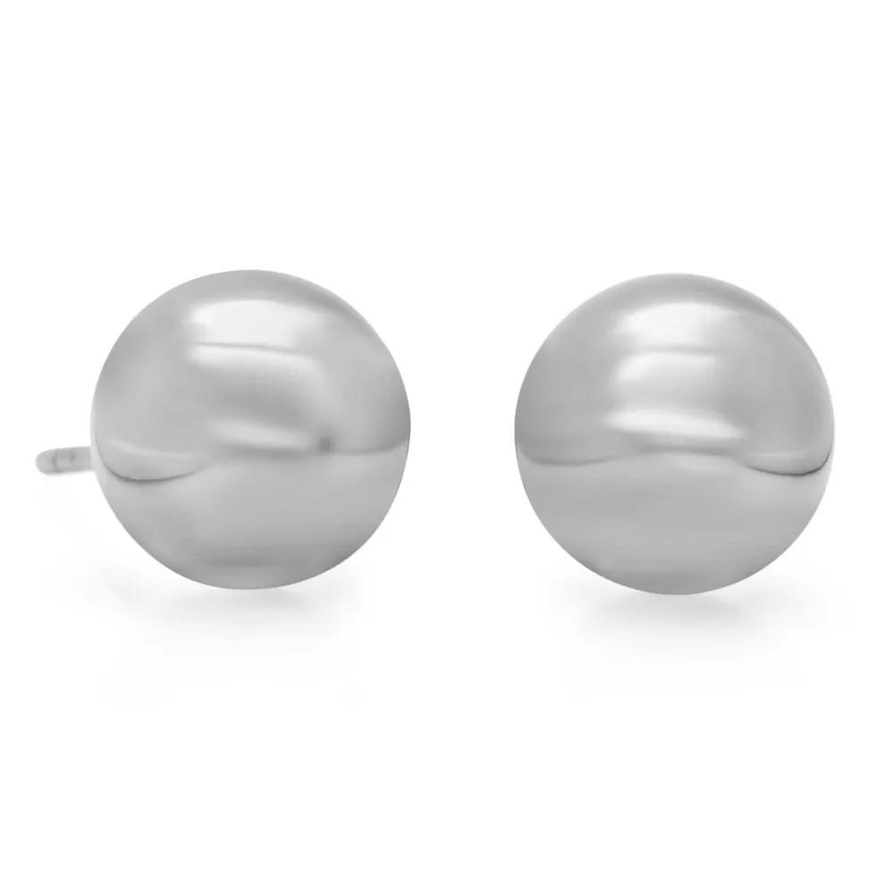 10K Rose, White or Yellow Gold Full Ball Stud Earrings Various Sizes