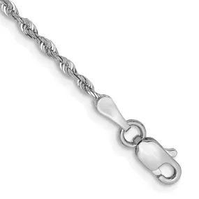 10KT White Gold 9-inch 1.85MM Diamond-cut Rope Anklet