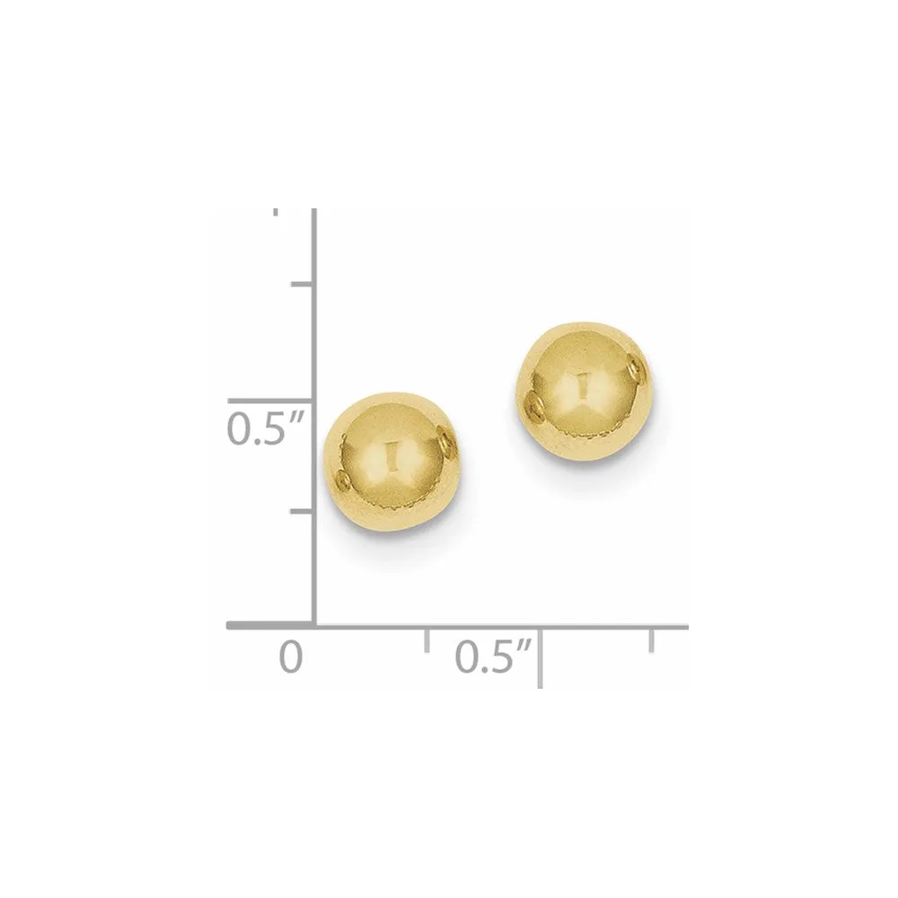 10KT Yellow Gold 8MM Ball Stud Earrings