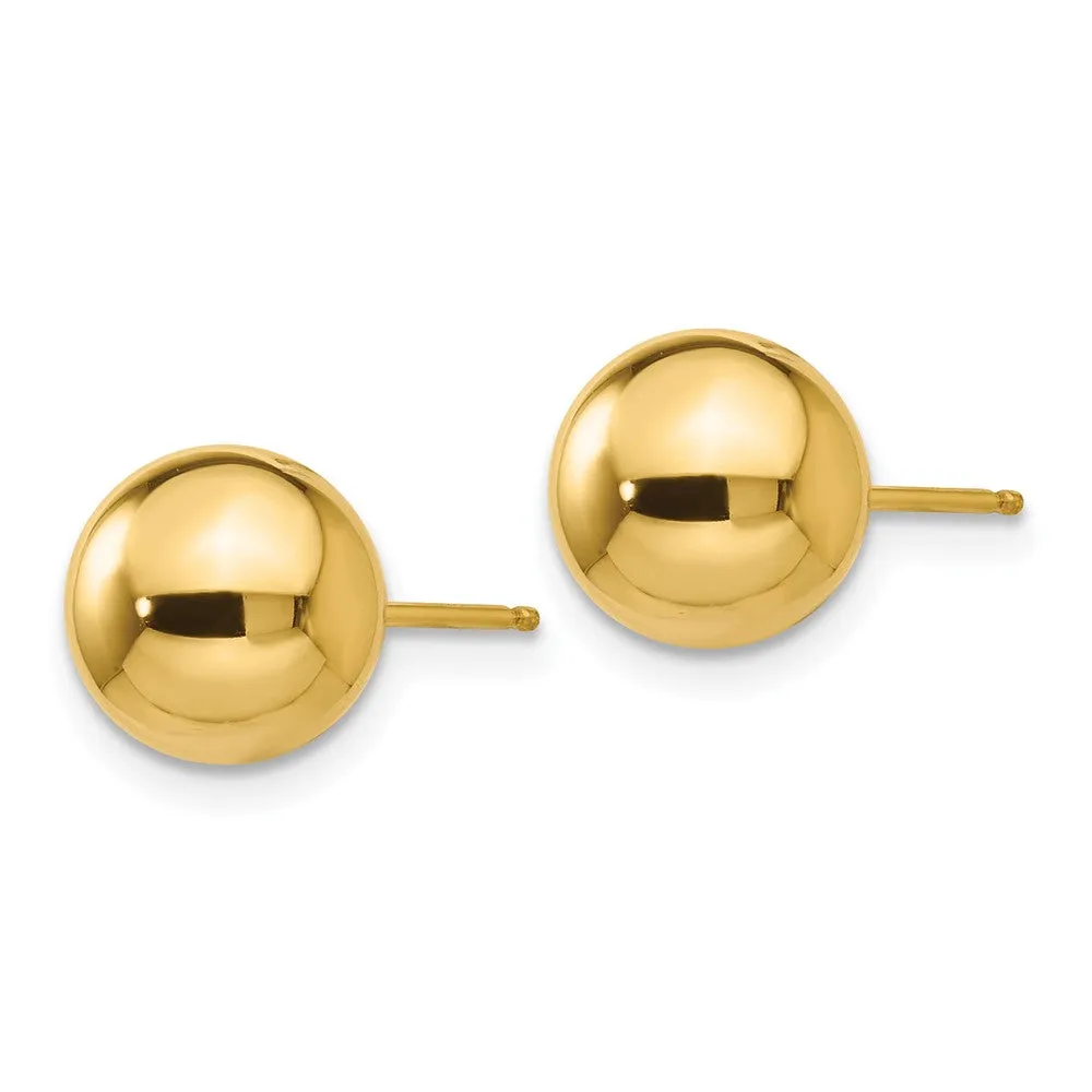 10KT Yellow Gold 8MM Ball Stud Earrings