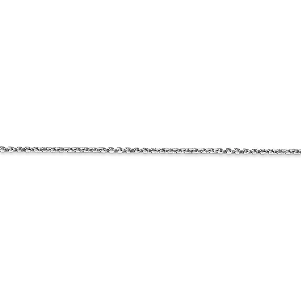 1.3mm 10k White Gold Solid Diamond Cut Cable Chain Anklet, 9 Inch