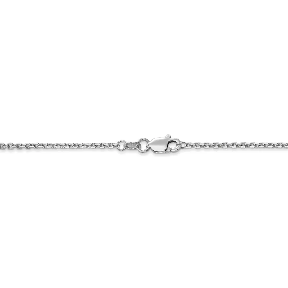 1.3mm 10k White Gold Solid Diamond Cut Cable Chain Anklet, 9 Inch