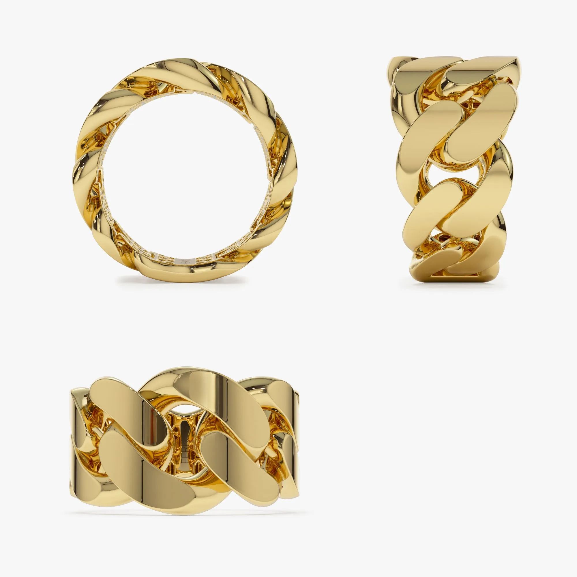 14k Chunky Cuban Curb Chain Link Ring