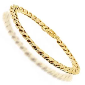 14K Solid Yellow Gold Mens Cuban Link Bracelet 10 mm