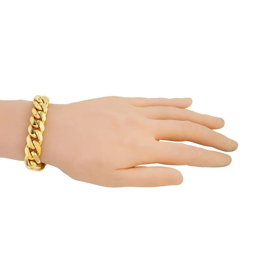 18K Yellow Gold Cuban Bracelet 15.5 mm