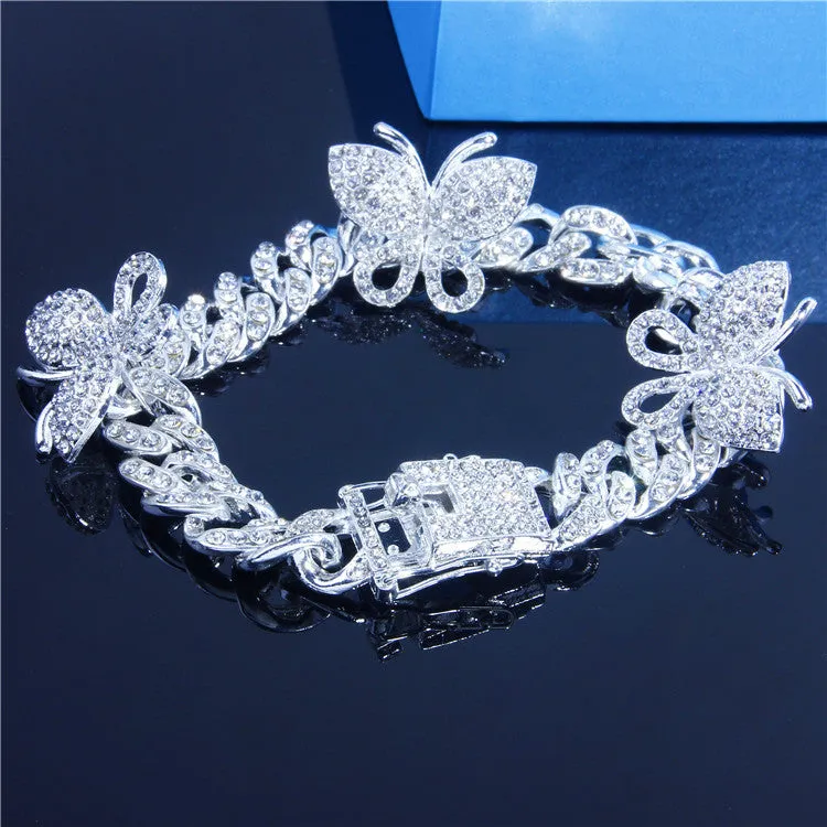 3 Color's Wholesale set diamond butterfly anklets (A0013)