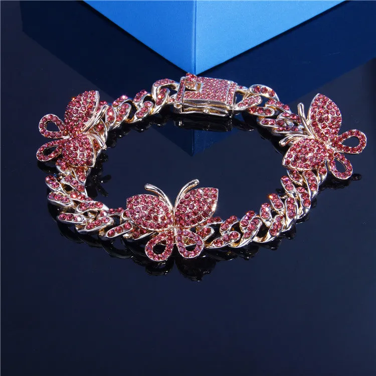 3 Color's Wholesale set diamond butterfly anklets (A0013)