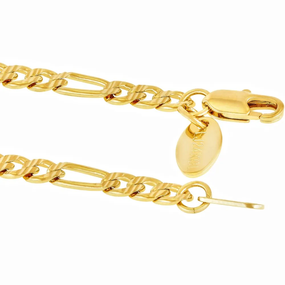 4mm Swiss Cut Figaro Anklet