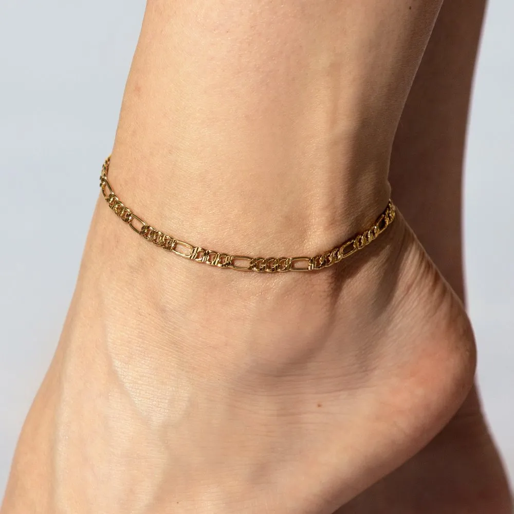 4mm Swiss Cut Figaro Anklet