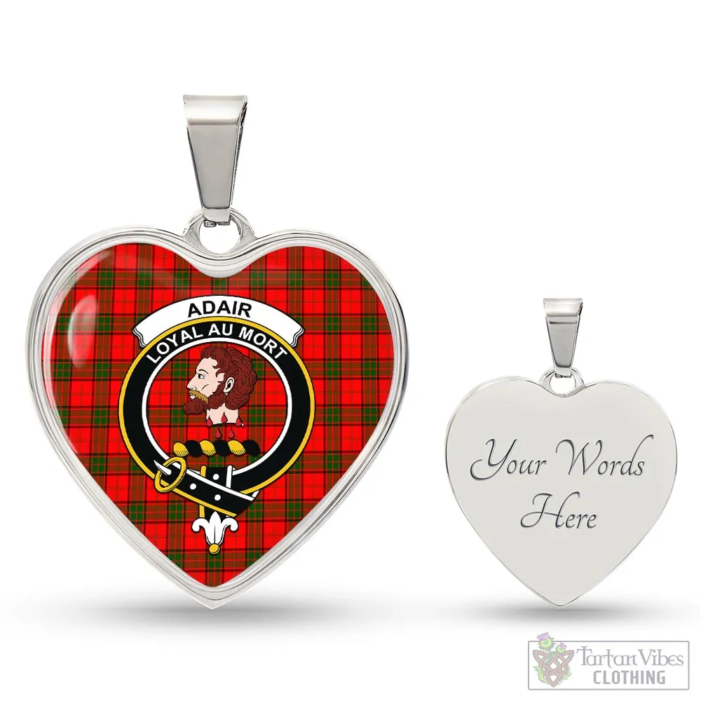 Adair Tartan Heart Necklace with Family Crest