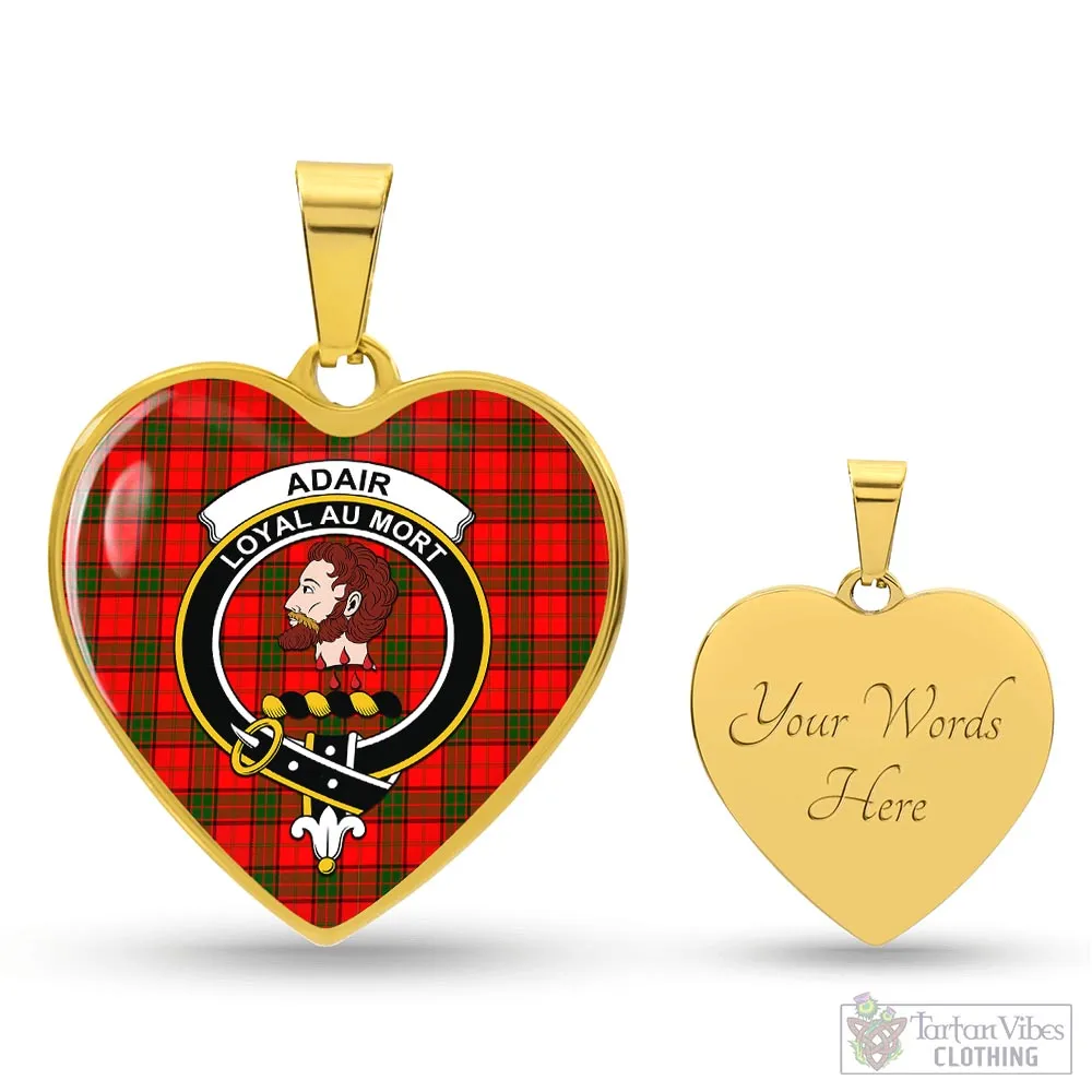 Adair Tartan Heart Necklace with Family Crest