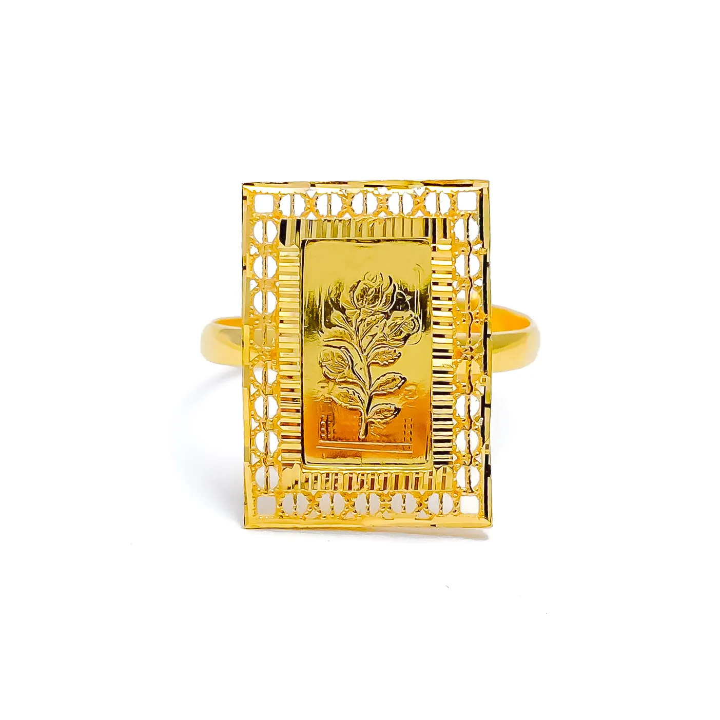 Adjustable Rectangular Rose Ring