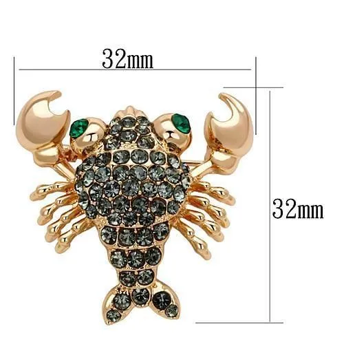 Alamode Flash Rose Gold White Metal Brooches with Top Grade Crystal in Emerald