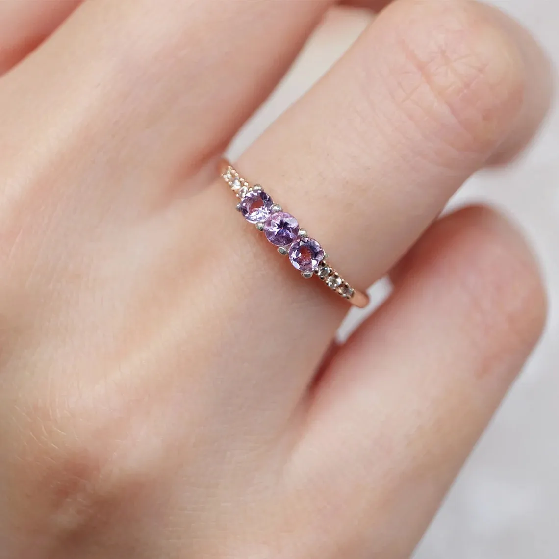 Amethyst Stacking Rings - 14k Rose Gold Vermeil Ring