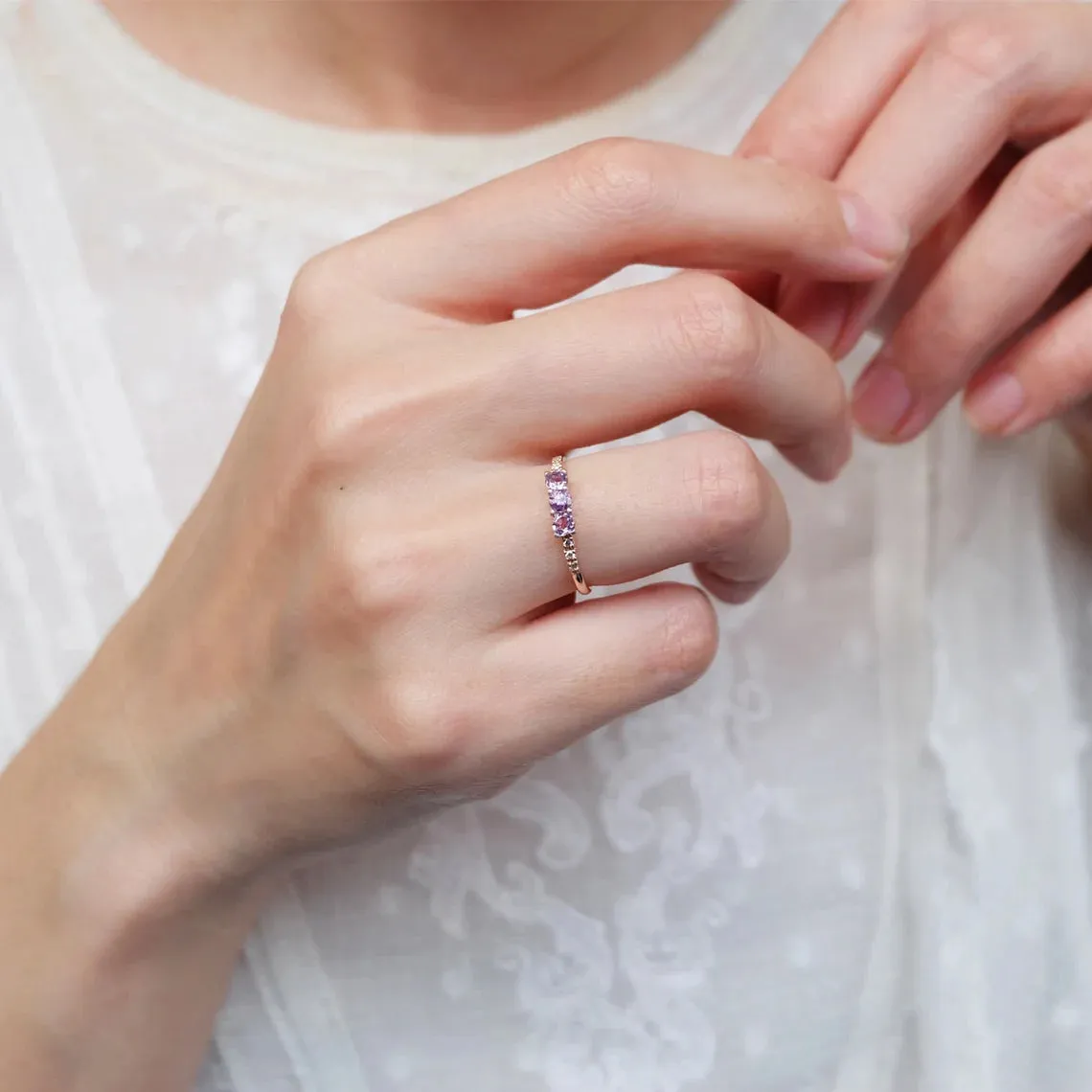 Amethyst Stacking Rings - 14k Rose Gold Vermeil Ring