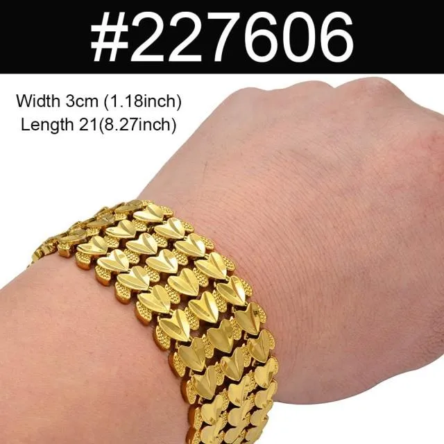 Anniyo 21CM 3CM, Width Bracelet for Women Men Gold Color Ethiopian Jewelry African Wide Bangle Arab Wedding Gifts #227506