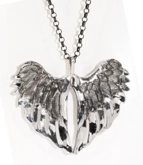 Anti-Tarnish Sterling Silver Midsize Angel Wings Charm