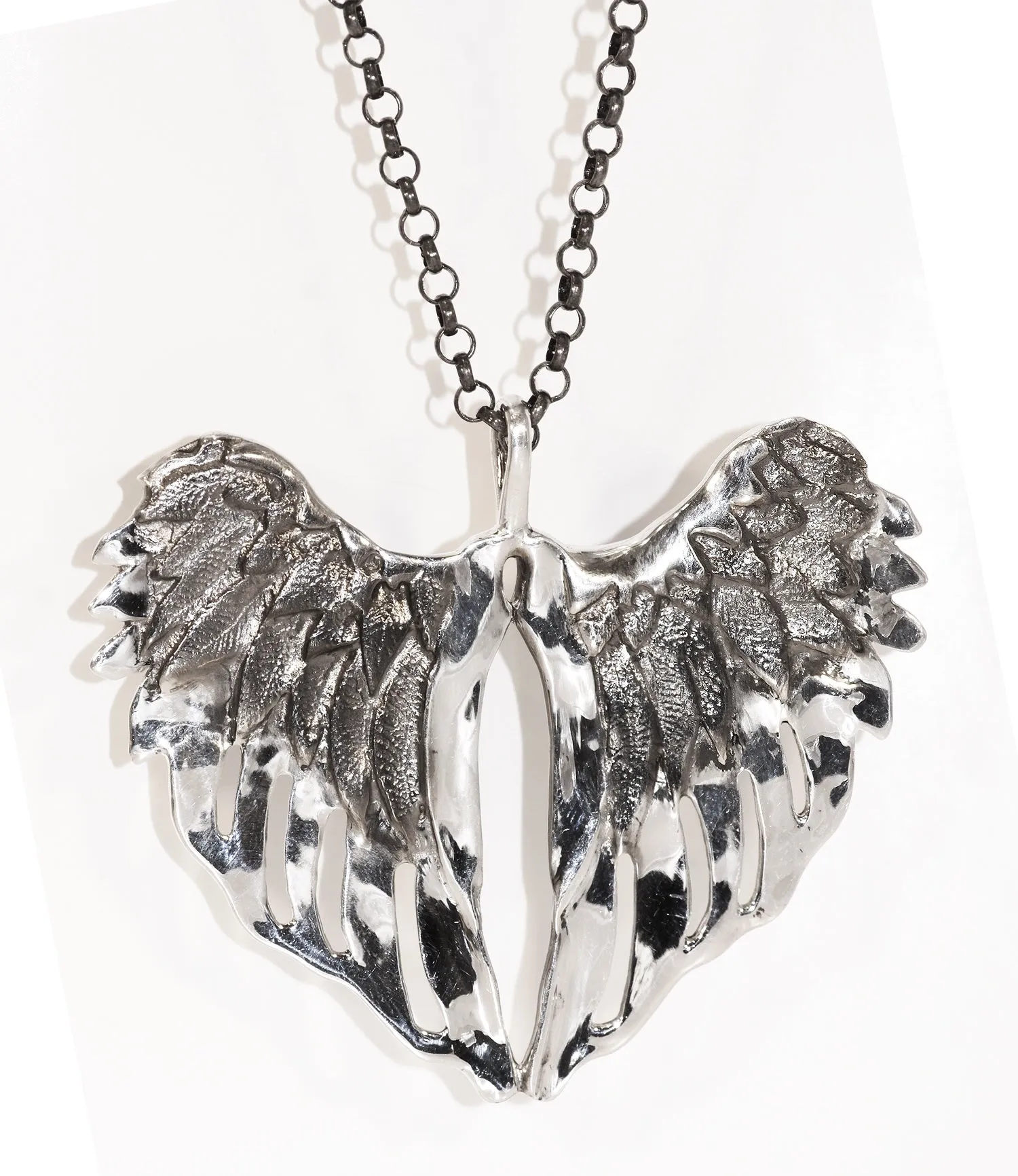 Anti-Tarnish Sterling Silver Midsize Angel Wings Charm