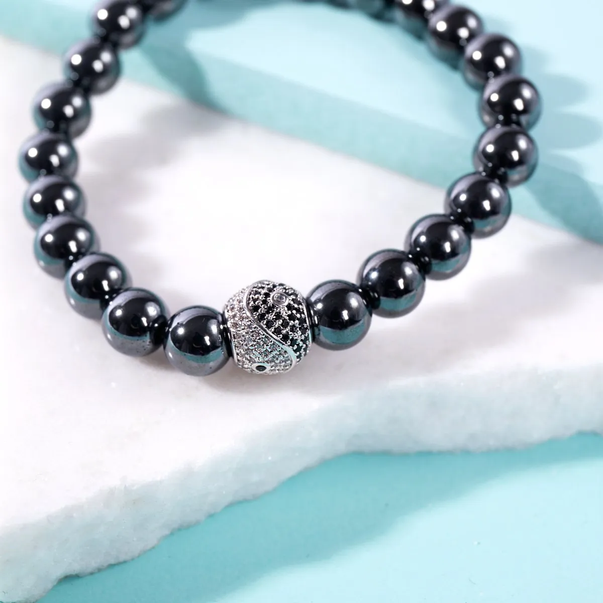 Balance | Silver & Hematite | Crystal Yin Yang