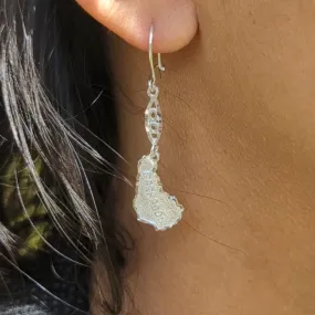 Barbados Map Hanging Long Earring by Caribbijou