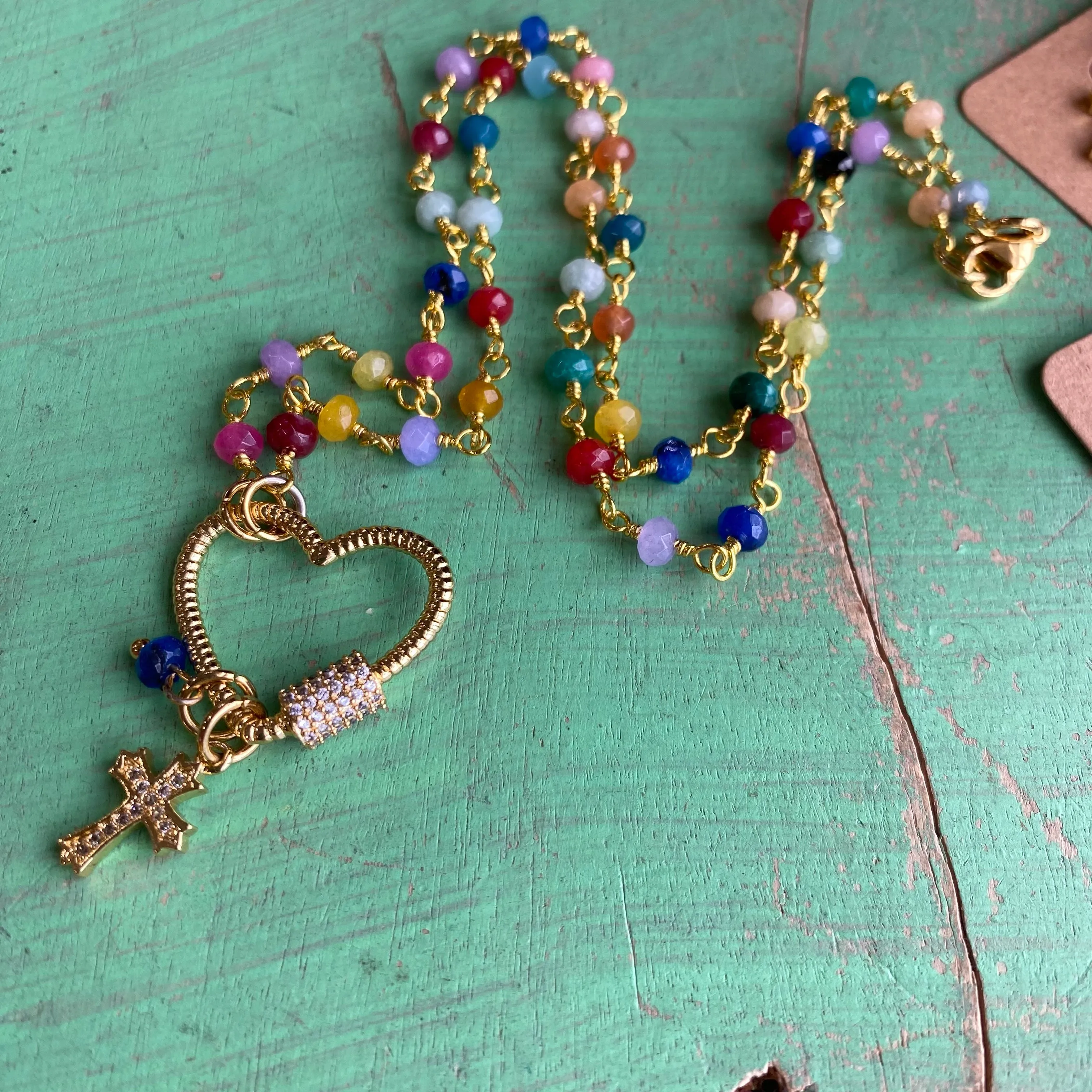 Beaded Heart Lock Necklaces