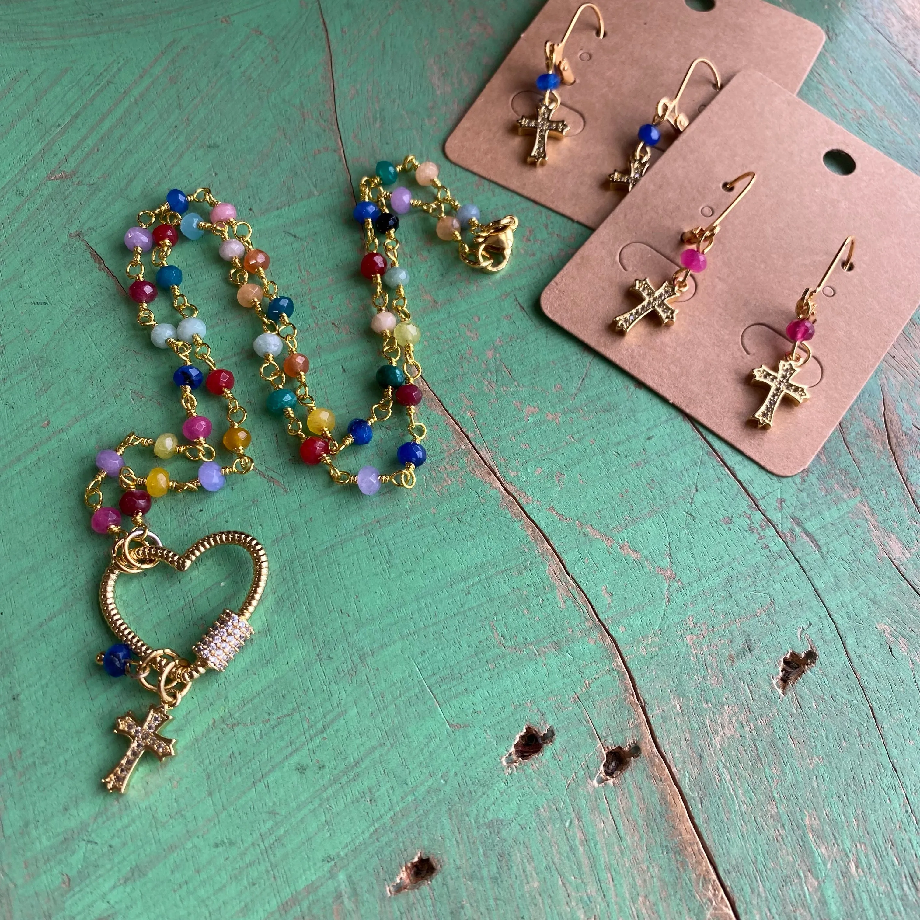 Beaded Heart Lock Necklaces