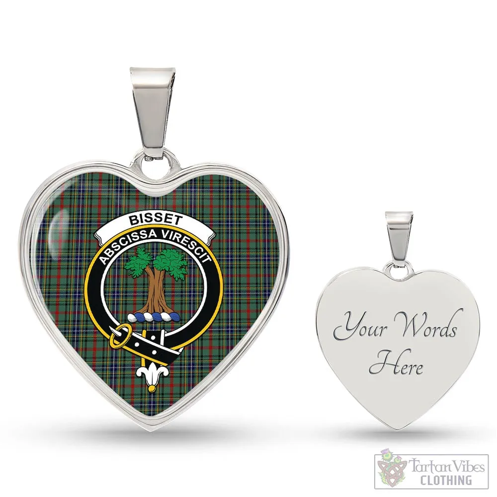 Bisset Tartan Heart Necklace with Family Crest