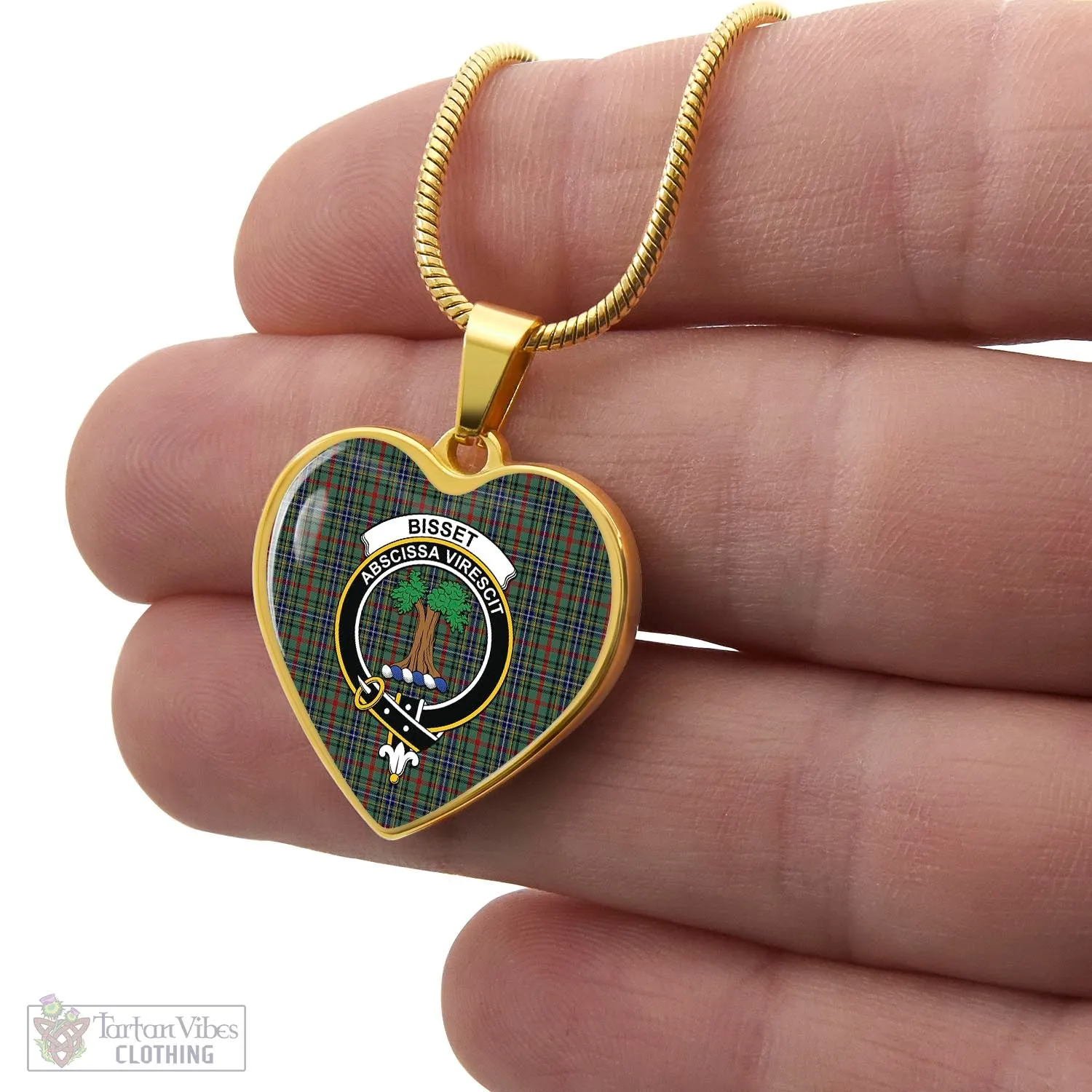 Bisset Tartan Heart Necklace with Family Crest