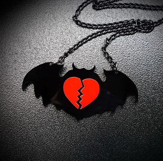 Black/Red Acrylic Bat Necklace