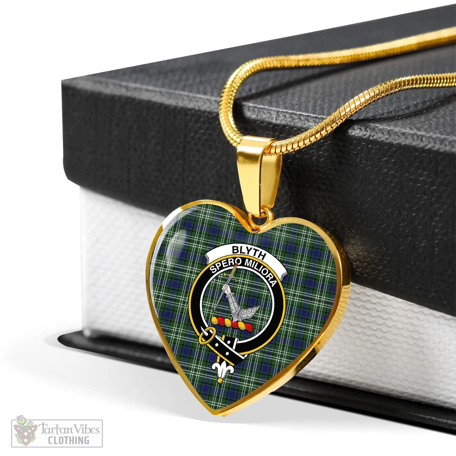 Blyth Tartan Heart Necklace with Family Crest