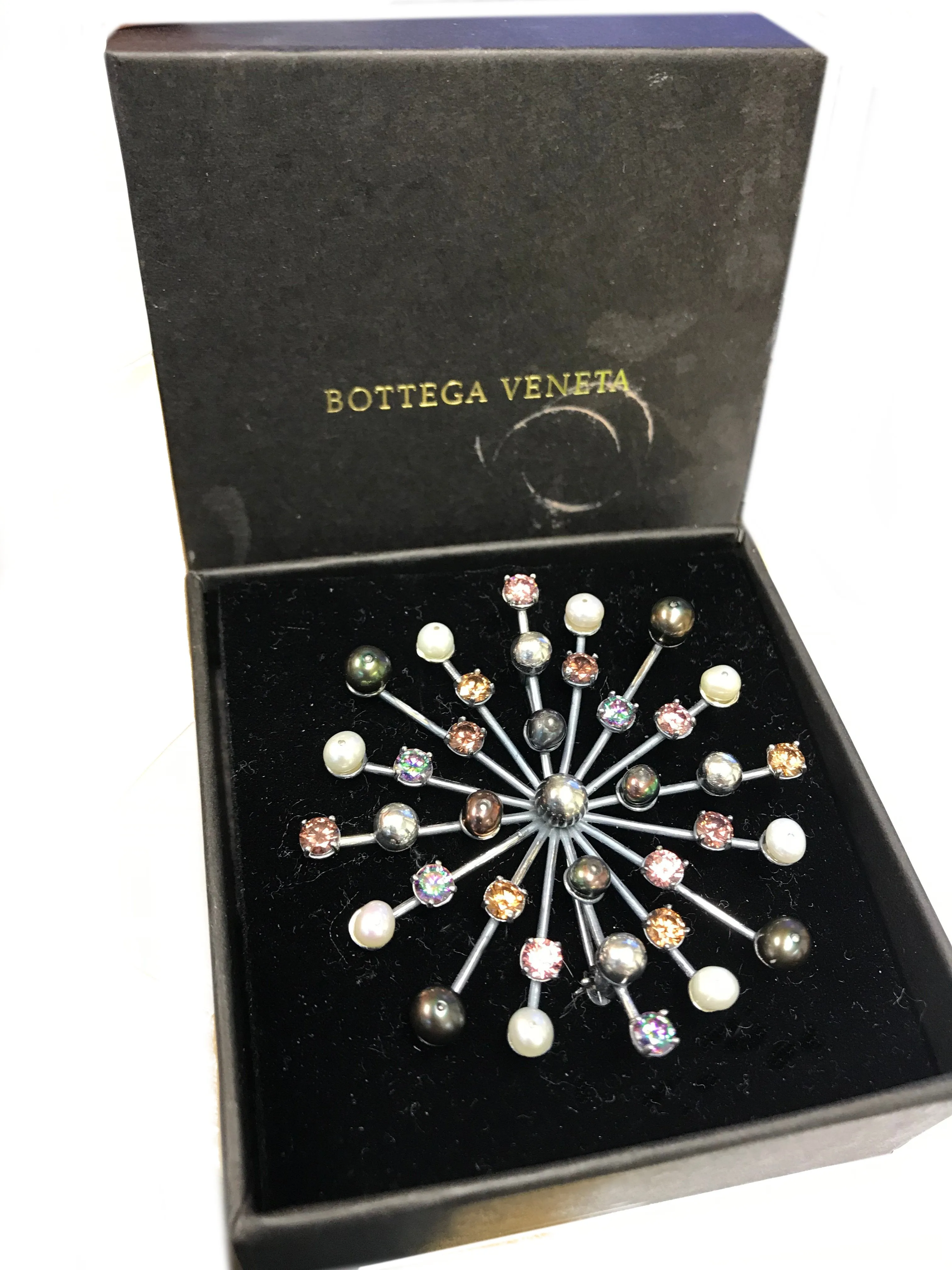 Bottega Veneta Pearl and Crystal-Embellished Brooch