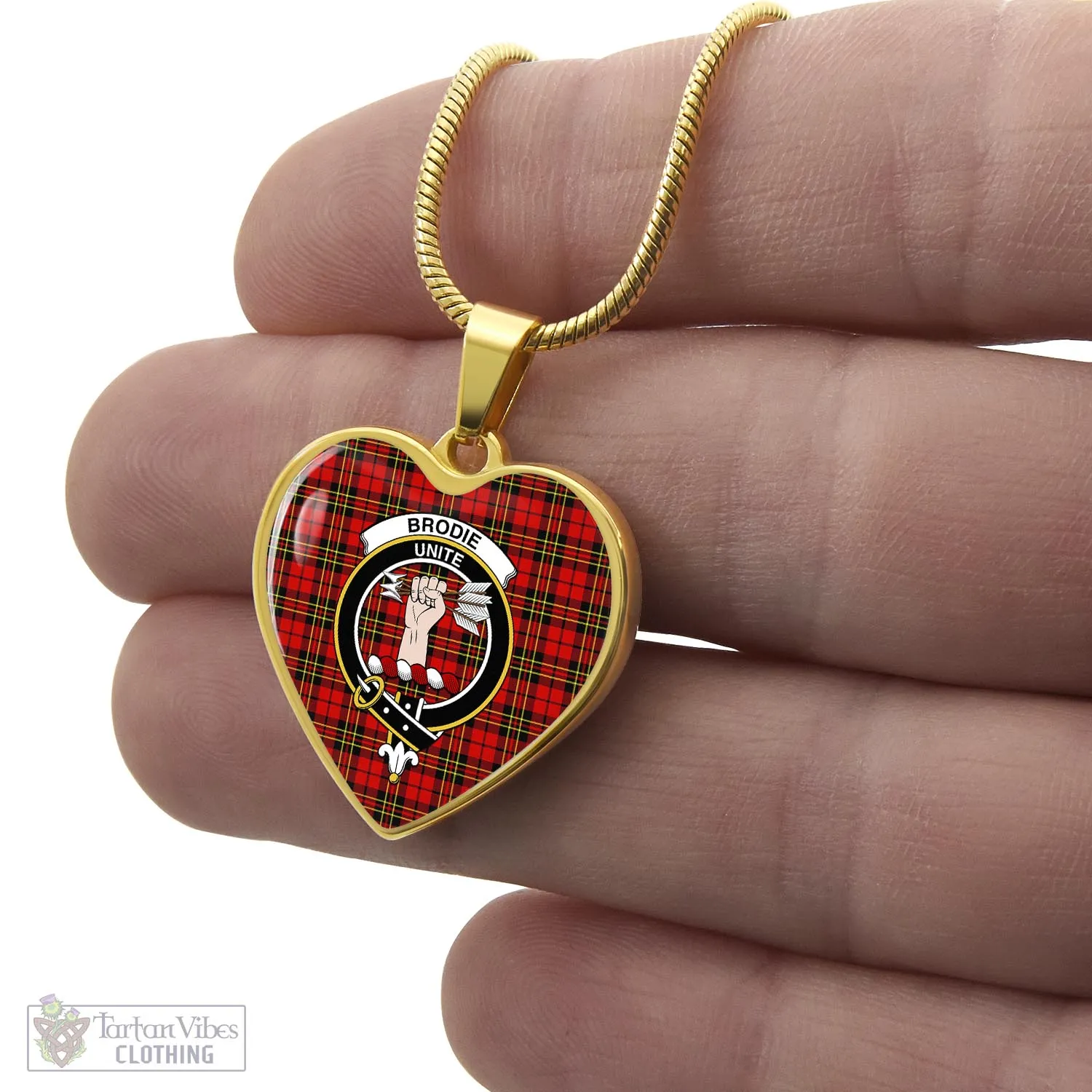 Brodie Modern Tartan Heart Necklace with Family Crest