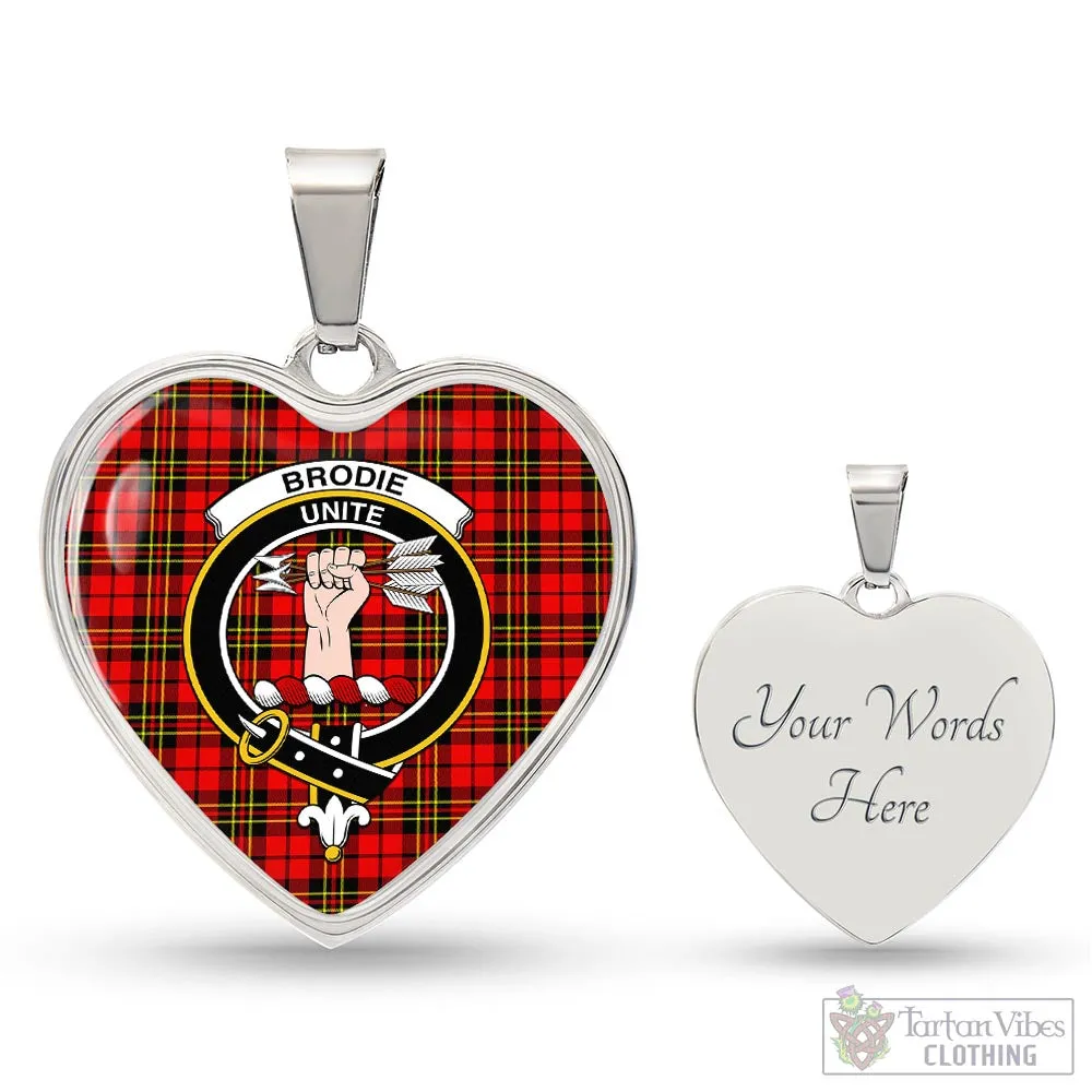 Brodie Modern Tartan Heart Necklace with Family Crest