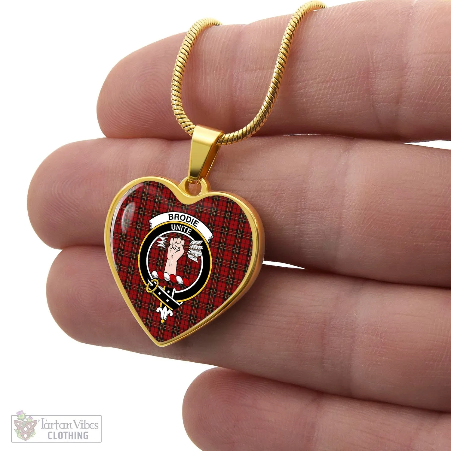 Brodie Tartan Heart Necklace with Family Crest