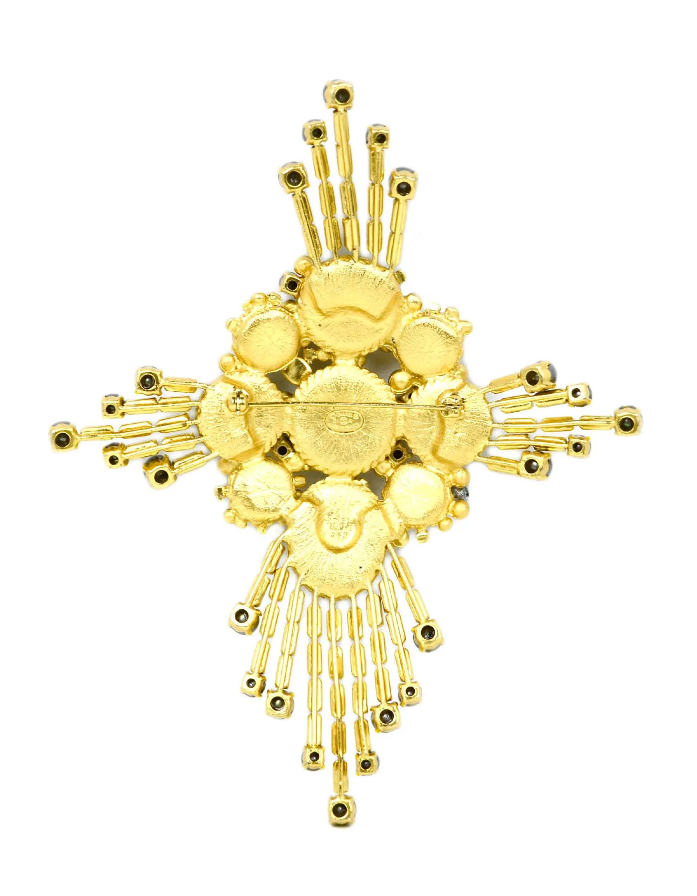 Chanel Crystal, Faux Pearl & Resin Large CC Cross Brooch