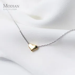 Classic Gold Heart Tiny Chain Pendant Necklace