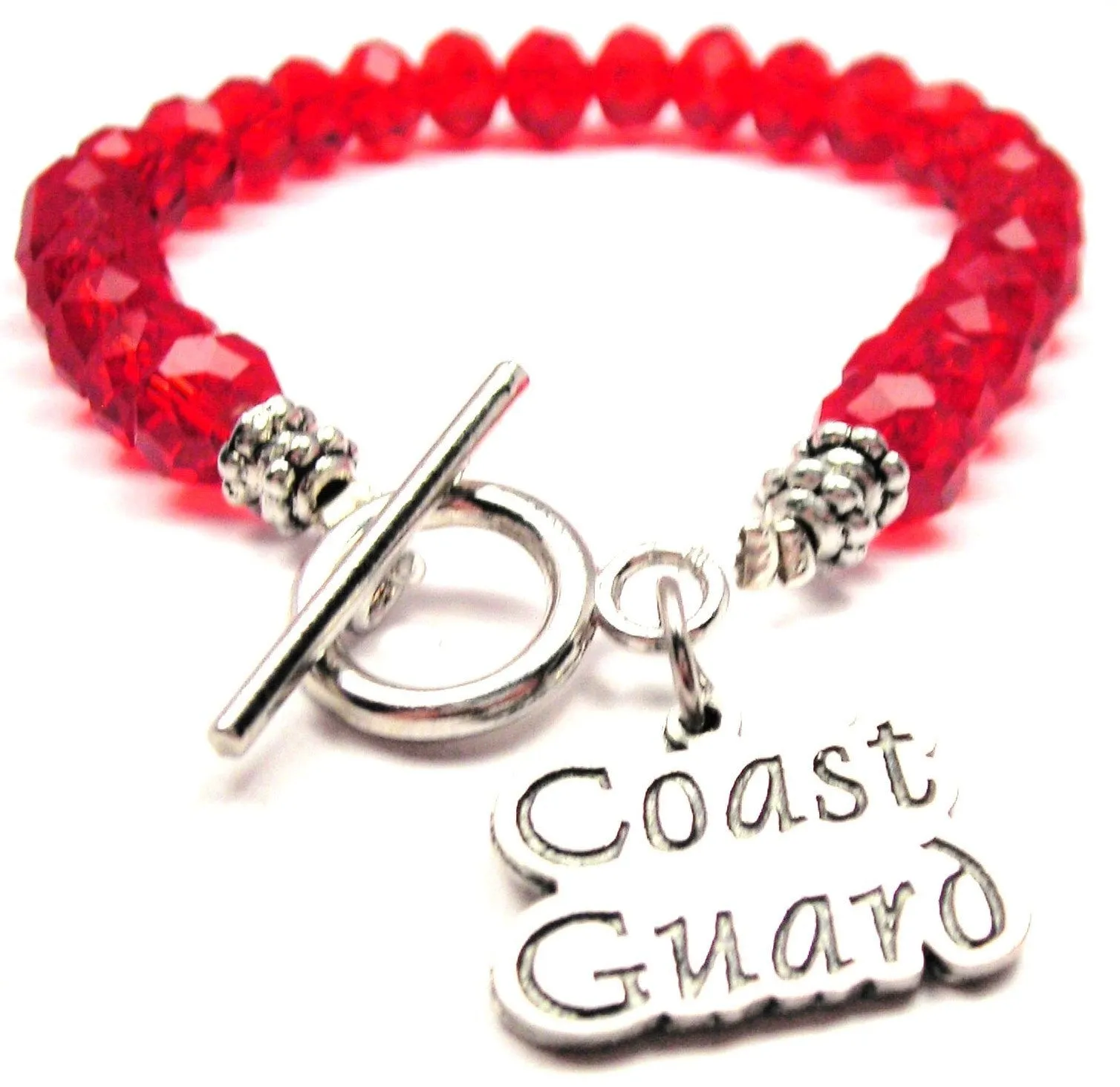 Coast Guard Stylized Crystal Beaded Toggle Style Bracelet