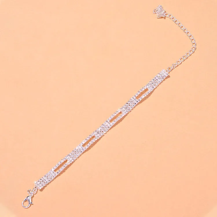 Creative Hollow Grid Simple Bare Diamond Anklet