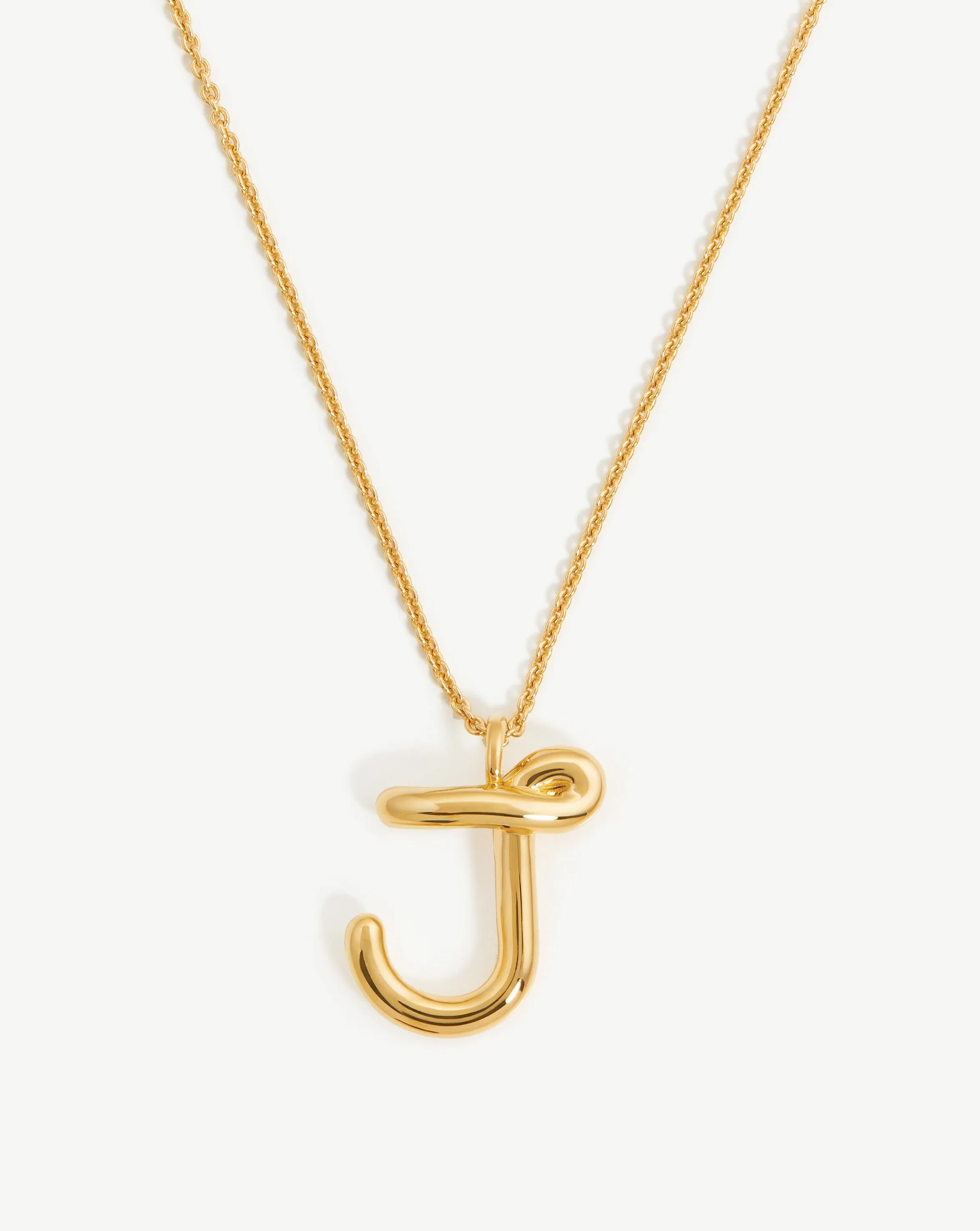 Curly Molten Initial Pendant Necklace