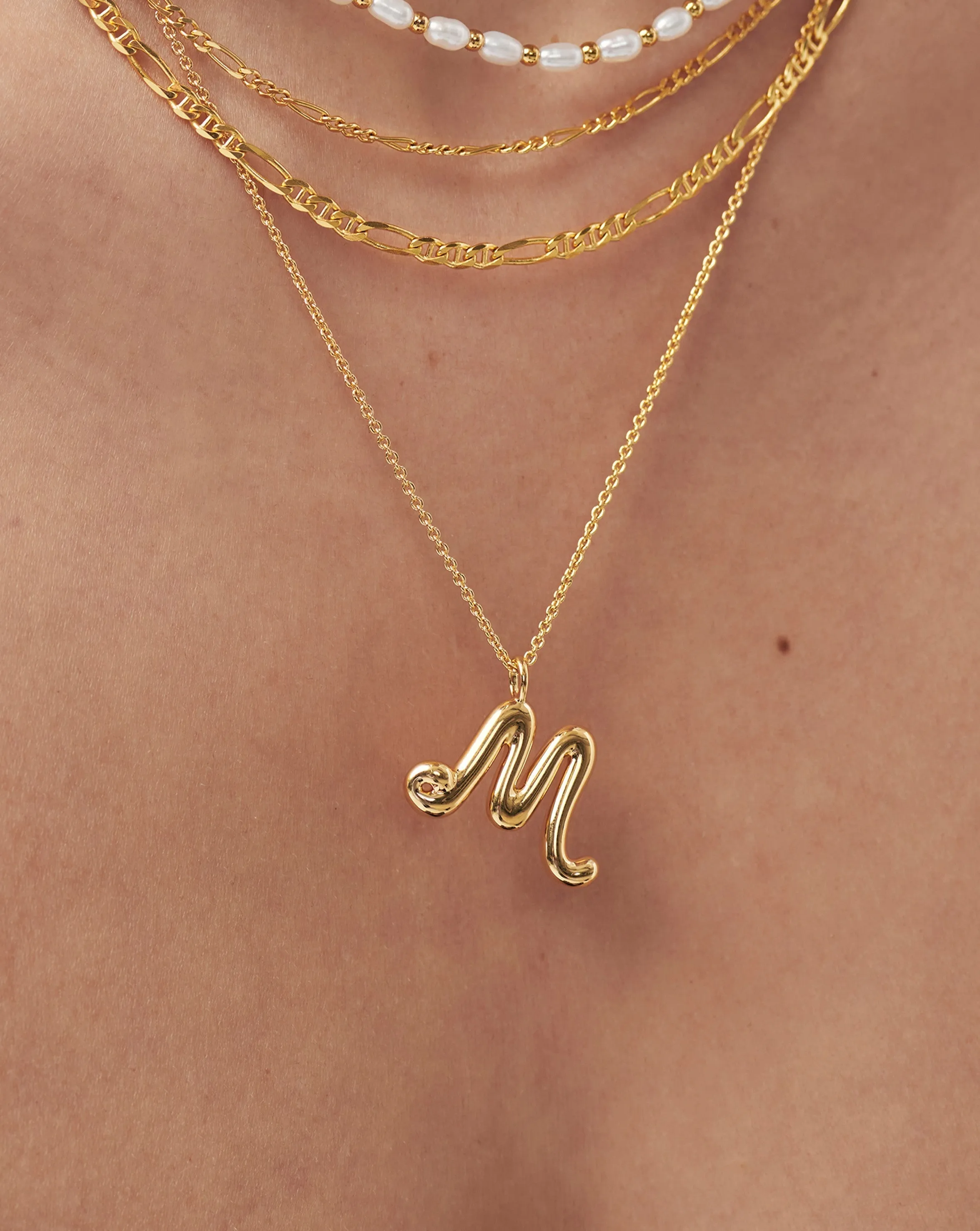 Curly Molten Initial Pendant Necklace