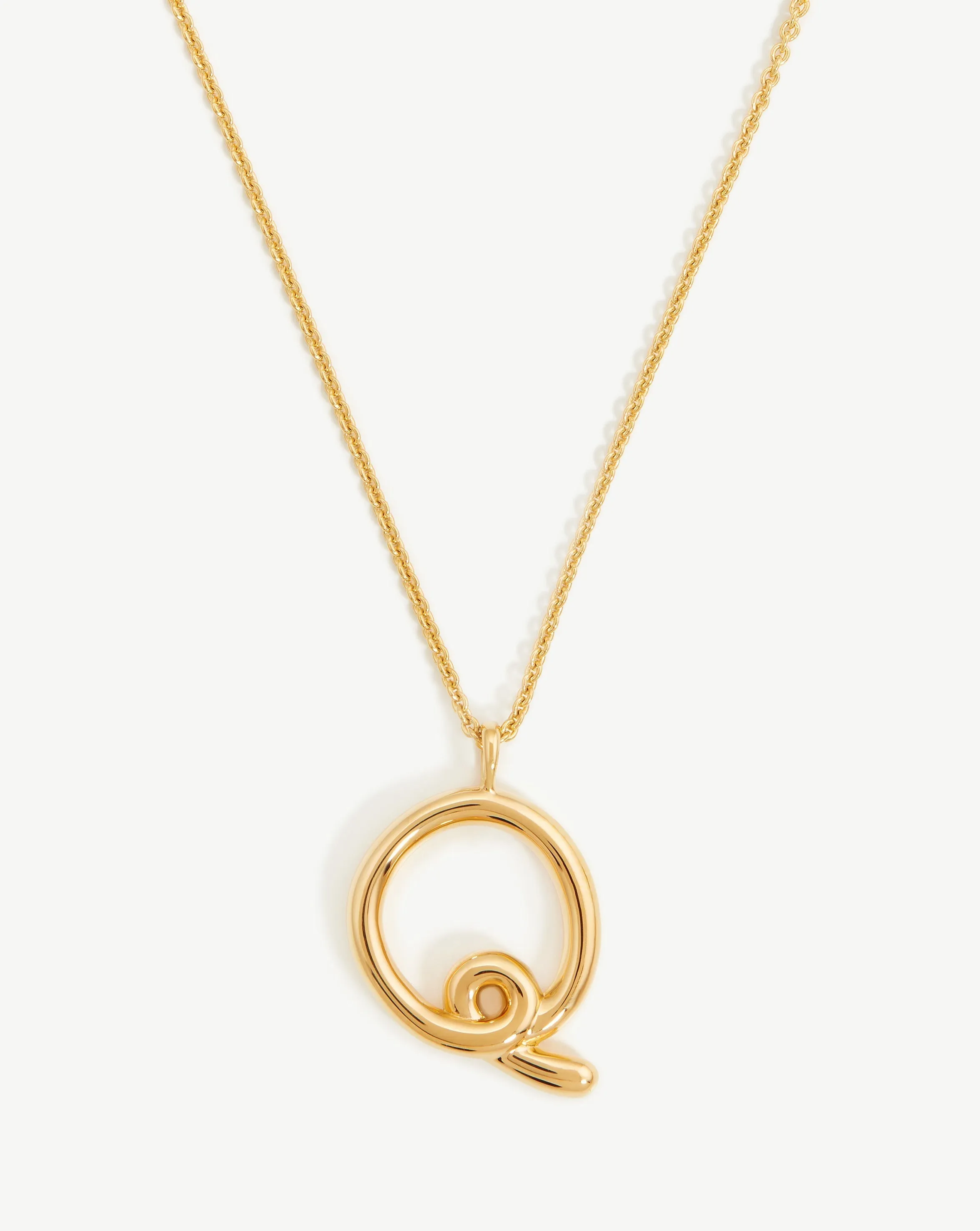 Curly Molten Initial Pendant Necklace