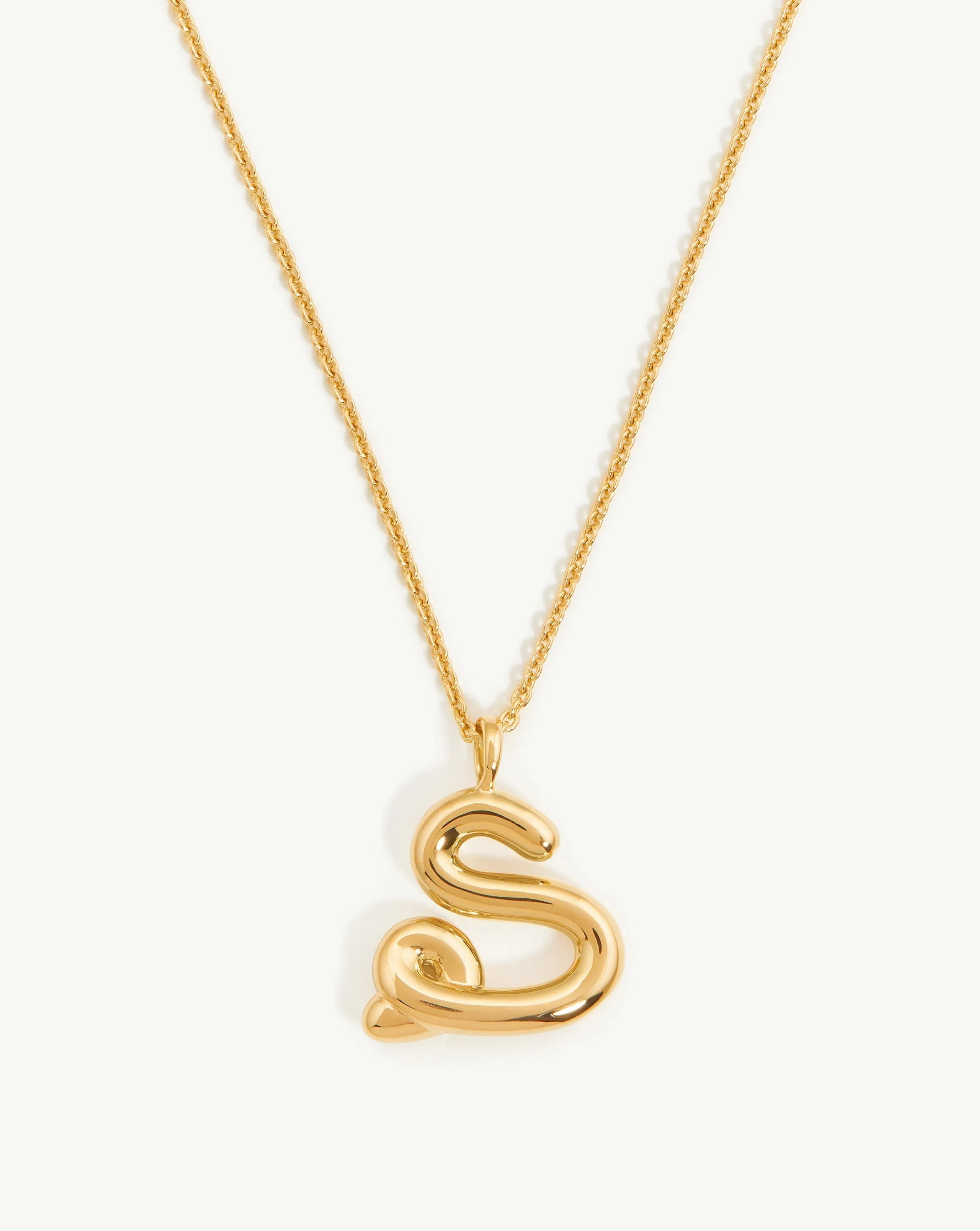 Curly Molten Initial Pendant Necklace