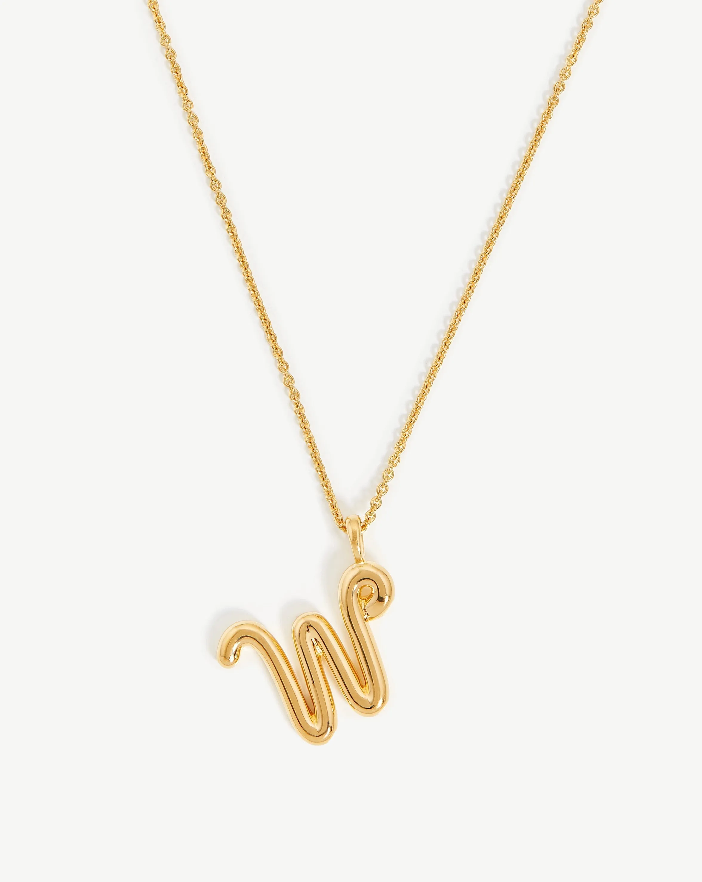 Curly Molten Initial Pendant Necklace