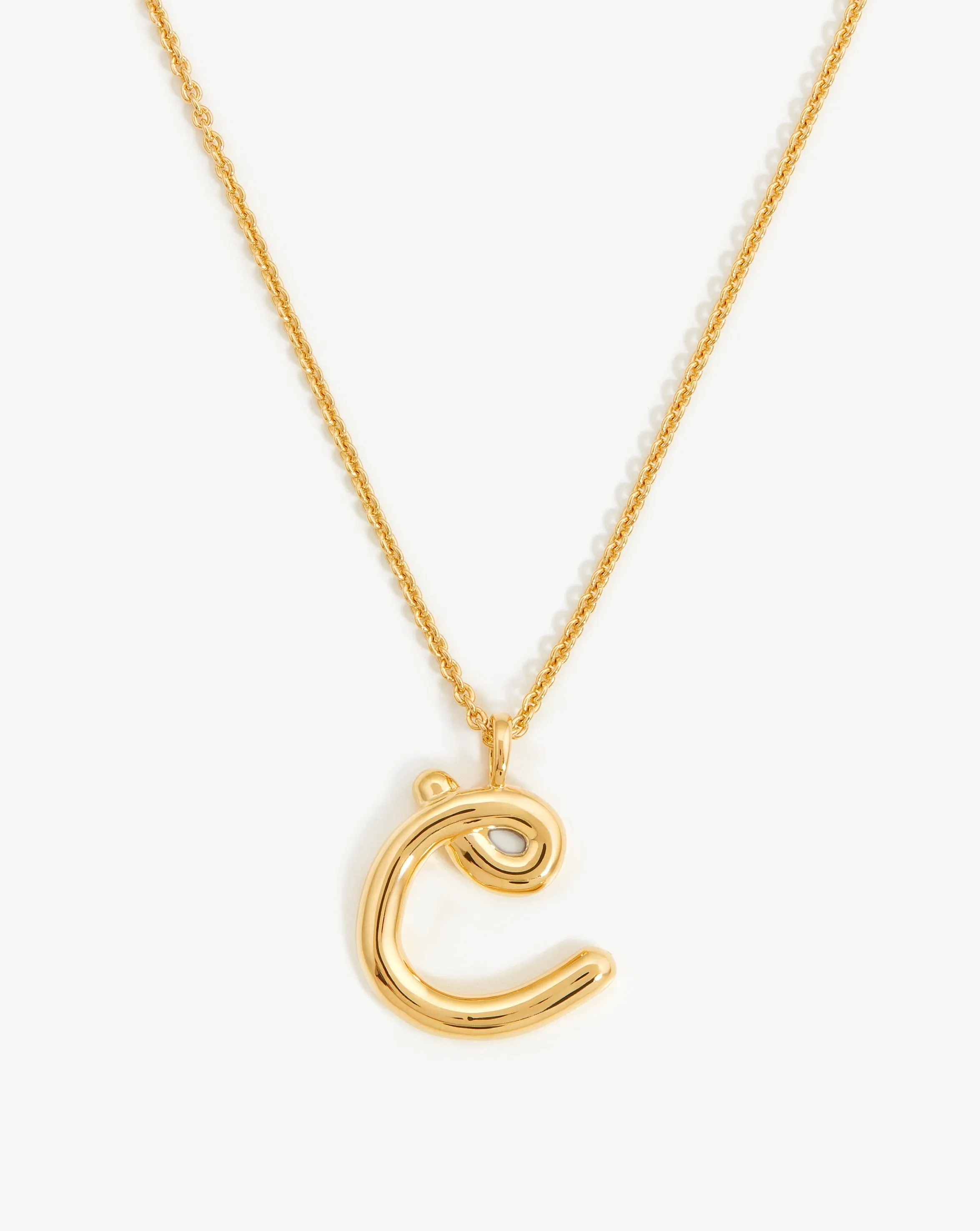 Curly Molten Initial Pendant Necklace