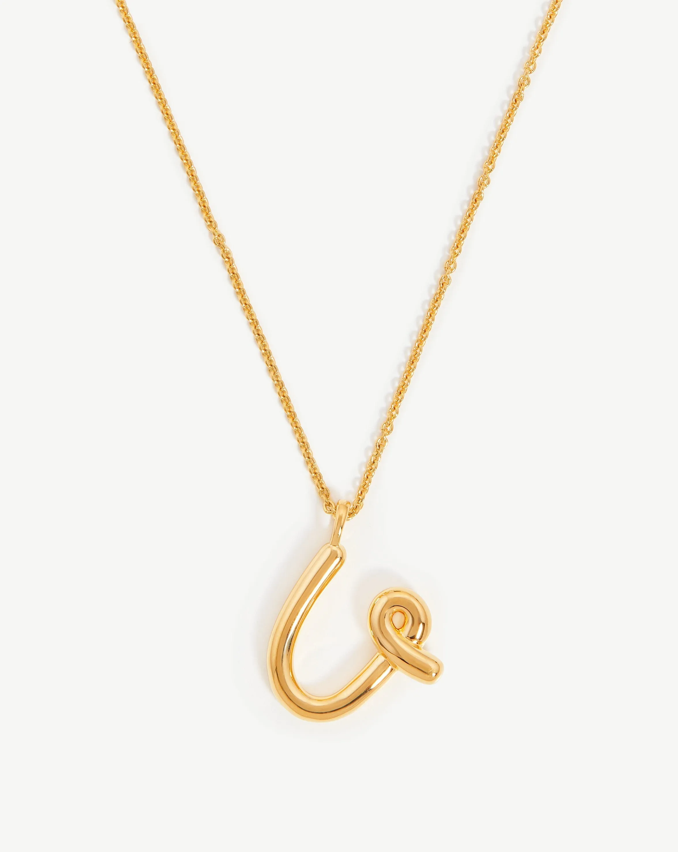 Curly Molten Initial Pendant Necklace