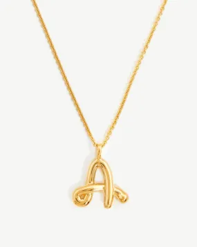 Curly Molten Initial Pendant Necklace